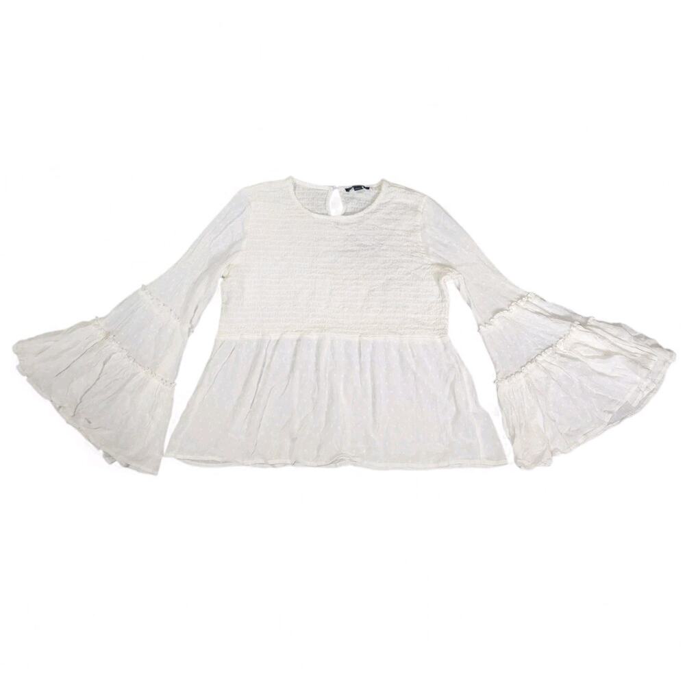 American Eagle Bell Sleeve Top White Womens Size Large BOHO Hippie Festival